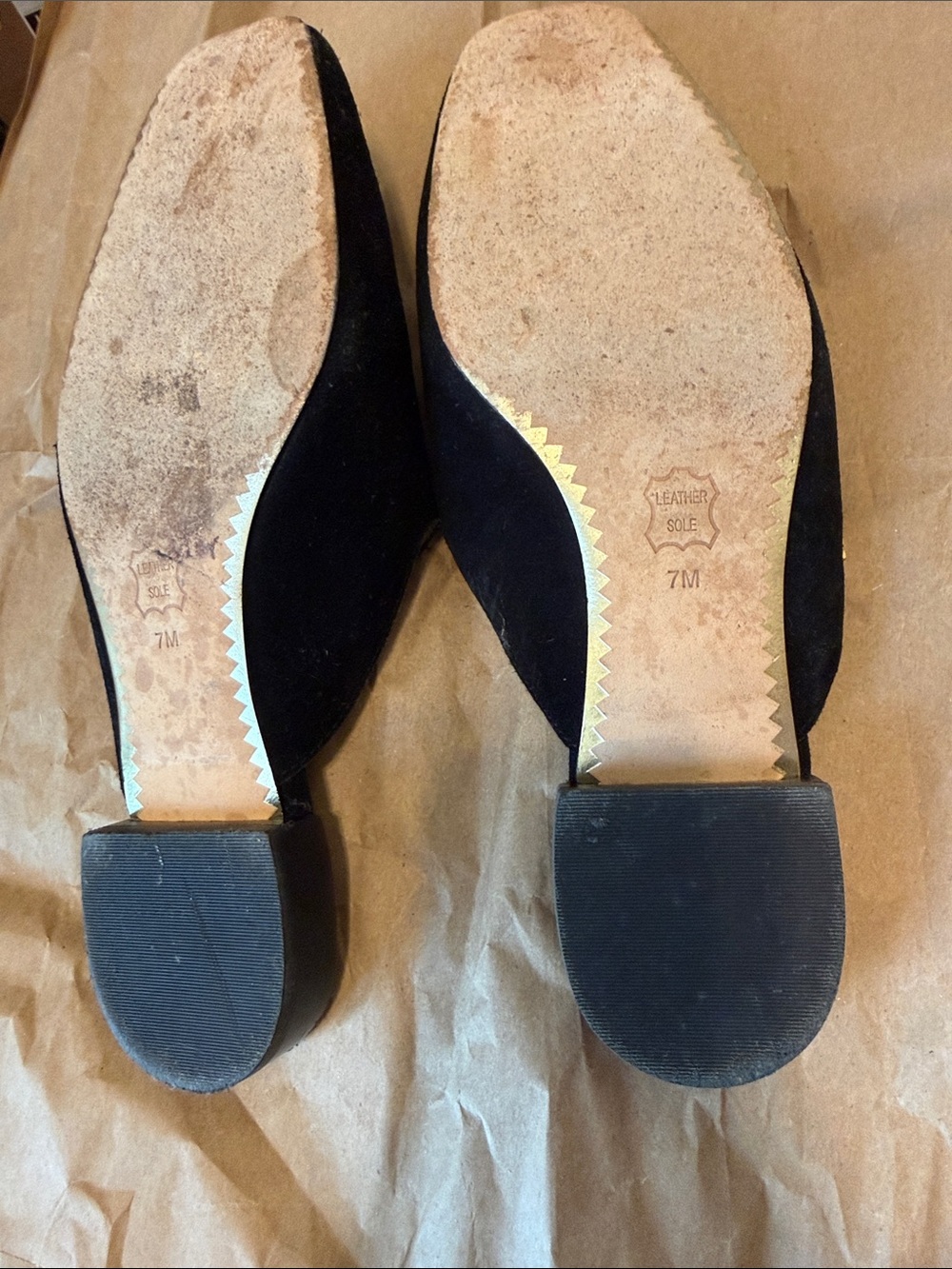 Tory Burch Black Suede Pointed Backless Mules with Gold Logo - Picture 3 of 3